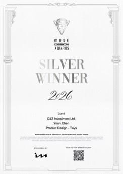 MUSE Design Awards 2026 Silver Winner certificate for Lumi, Product Design – Toys